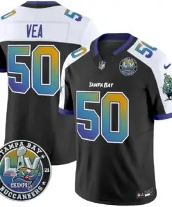 Tampa Bay Buccaneers Nike Super Bowl LIV Patch Tampa City Vapor Limited Stitched Jersey - Black - Image 5