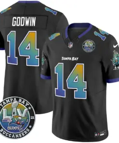 Tampa Bay Buccaneers Nike Super Bowl LIV Patch Tampa City Vapor Limited Stitched Jersey - Black - Image 10