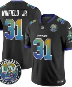 Tampa Bay Buccaneers Nike Super Bowl LIV Patch Tampa City Vapor Limited Stitched Jersey - Black - Image 13