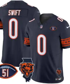 Alternative view of Caleb Williams Chicago Bears Nike Illinois & Dick Butkus Patch Vapor Limited Stitched Jersey - Navy