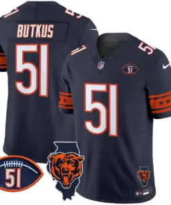 Caleb Williams Chicago Bears Nike Illinois & Dick Butkus Patch Vapor Limited Stitched Jersey - Navy - Image 3