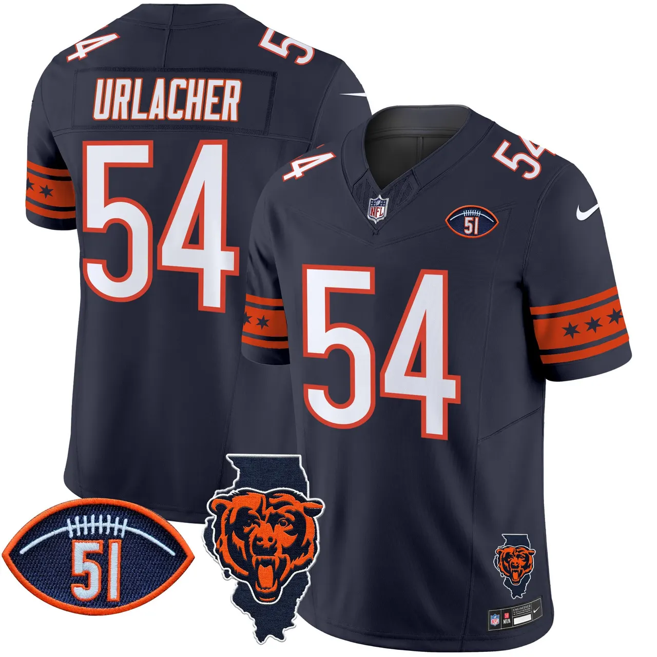 Caleb Williams Chicago Bears Nike Illinois & Dick Butkus Patch Vapor Limited Stitched Jersey - Navy - Image 4