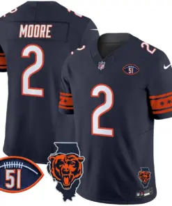 Caleb Williams Chicago Bears Nike Illinois & Dick Butkus Patch Vapor Limited Stitched Jersey - Navy - Image 5