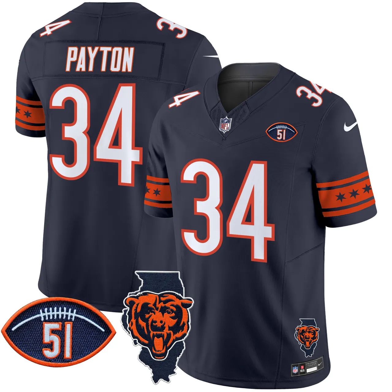 Caleb Williams Chicago Bears Nike Illinois & Dick Butkus Patch Vapor Limited Stitched Jersey - Navy - Image 6