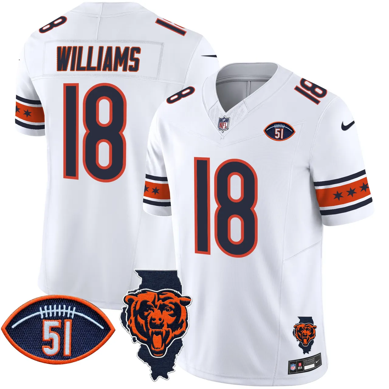 Caleb Williams Chicago Bears Nike Illinois & Dick Butkus Patch Vapor Limited Stitched Jersey - Navy - Image 8