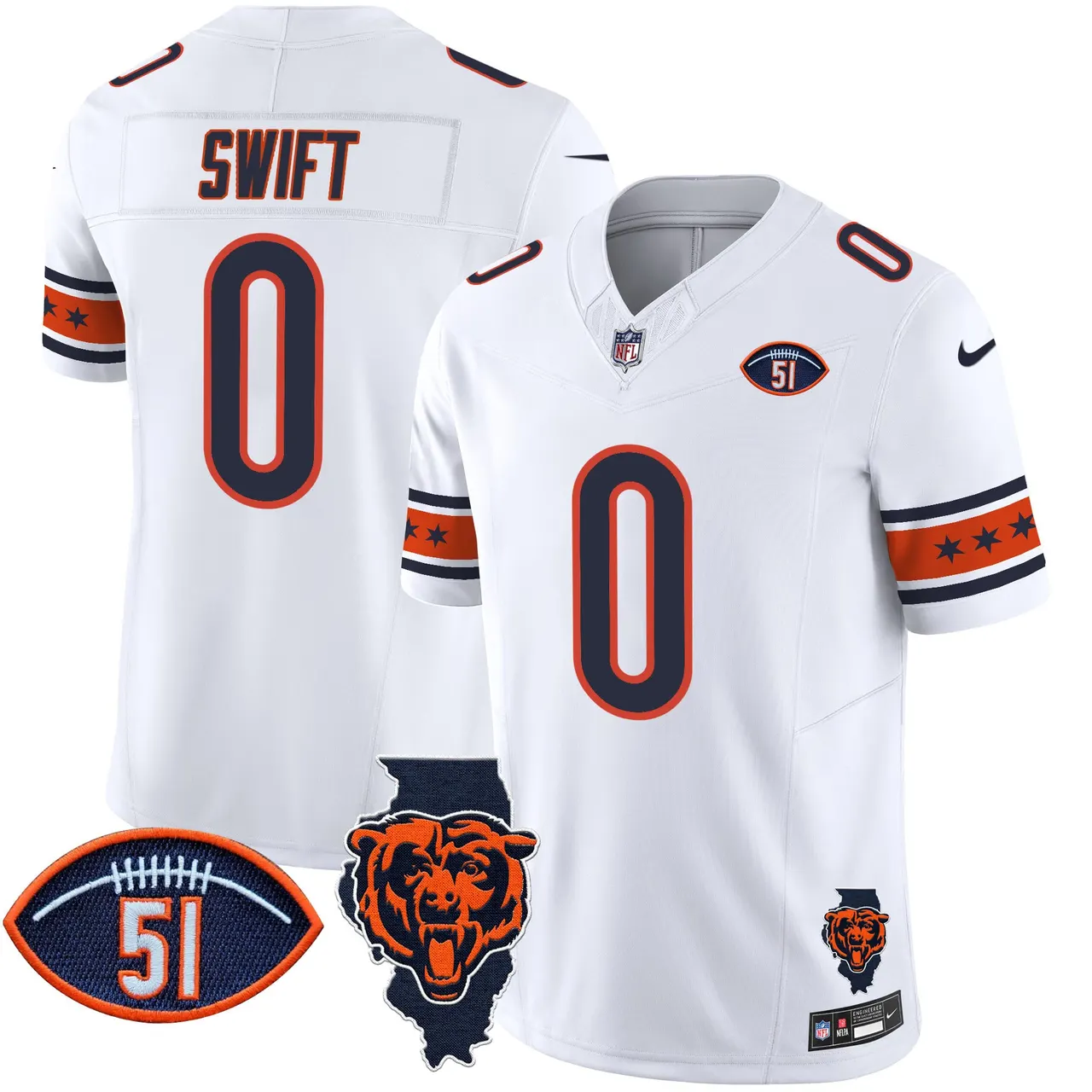 Caleb Williams Chicago Bears Nike Illinois & Dick Butkus Patch Vapor Limited Stitched Jersey - Navy - Image 9