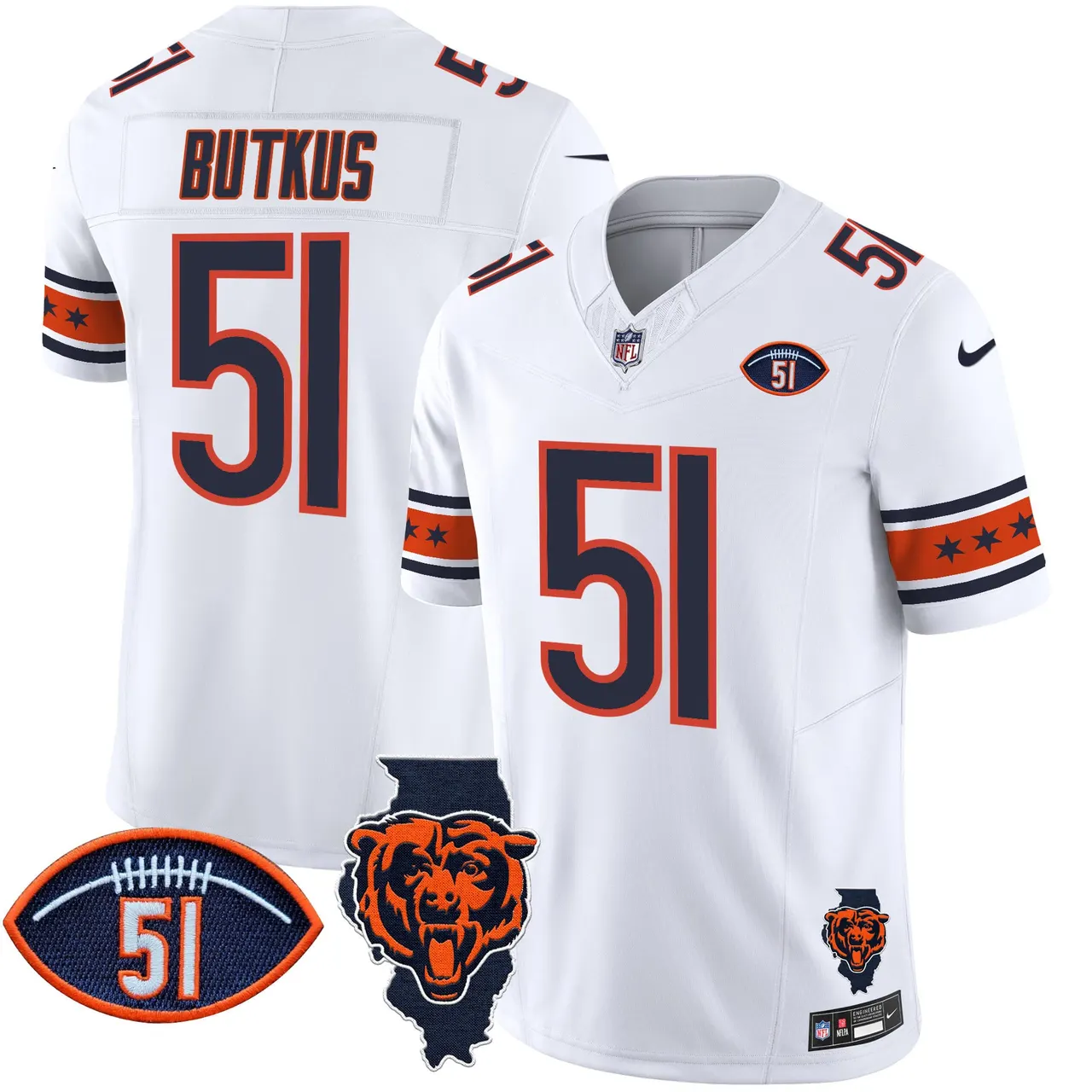 Caleb Williams Chicago Bears Nike Illinois & Dick Butkus Patch Vapor Limited Stitched Jersey - Navy - Image 10