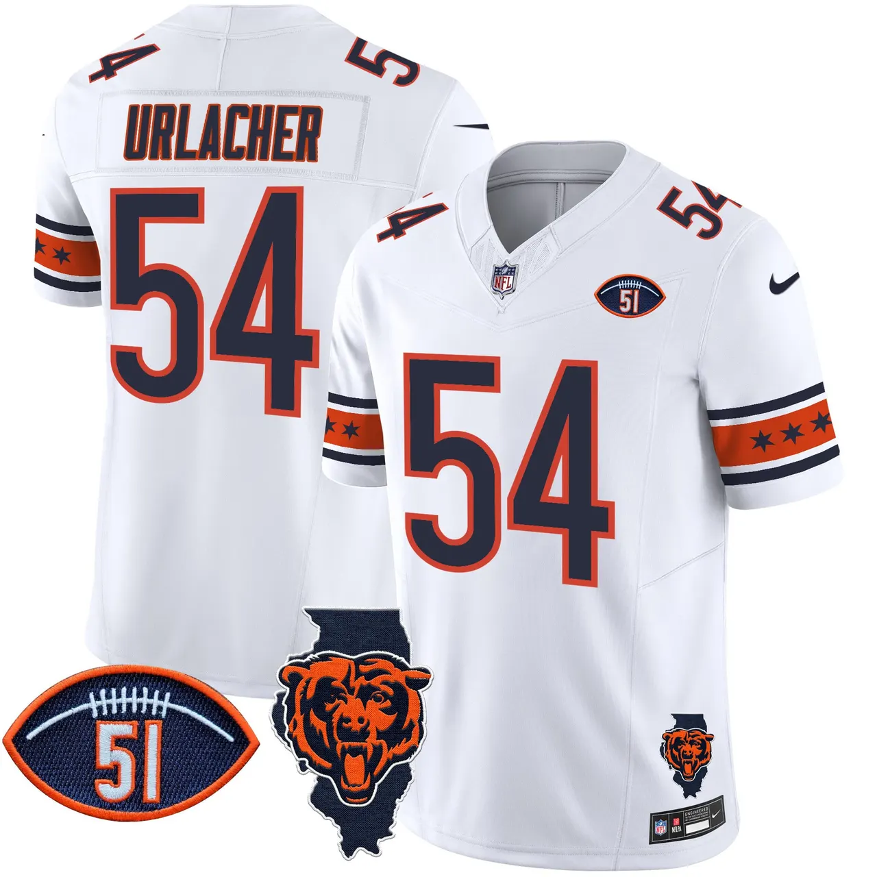 Caleb Williams Chicago Bears Nike Illinois & Dick Butkus Patch Vapor Limited Stitched Jersey - Navy - Image 11