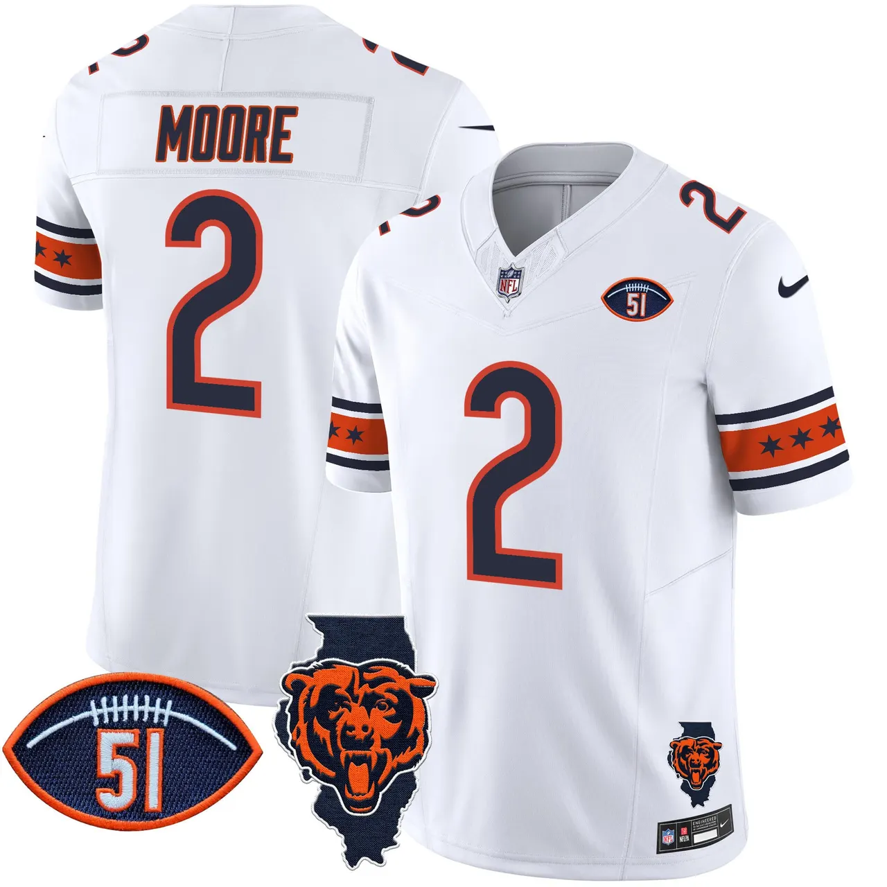 Caleb Williams Chicago Bears Nike Illinois & Dick Butkus Patch Vapor Limited Stitched Jersey - Navy - Image 12