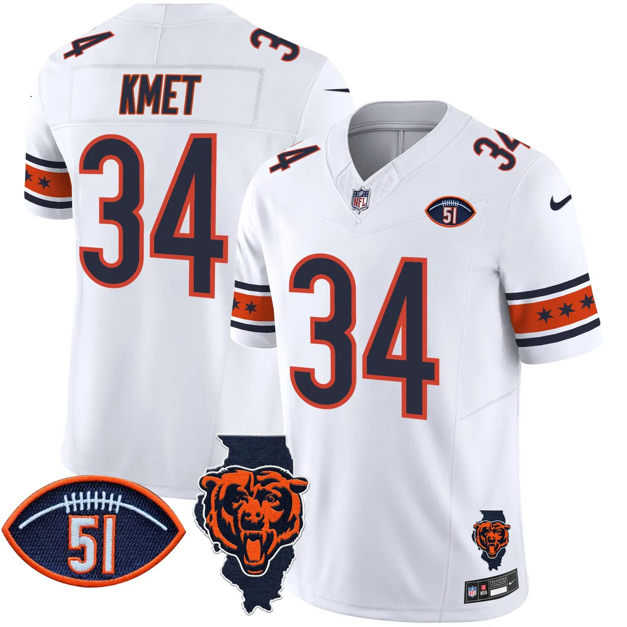 Caleb Williams Chicago Bears Nike Illinois & Dick Butkus Patch Vapor Limited Stitched Jersey - Navy - Image 14