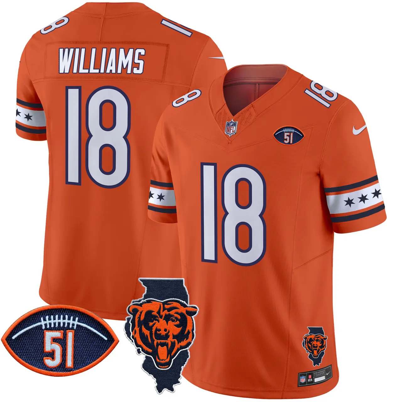 Caleb Williams Chicago Bears Nike Illinois & Dick Butkus Patch Vapor Limited Stitched Jersey - Navy - Image 15