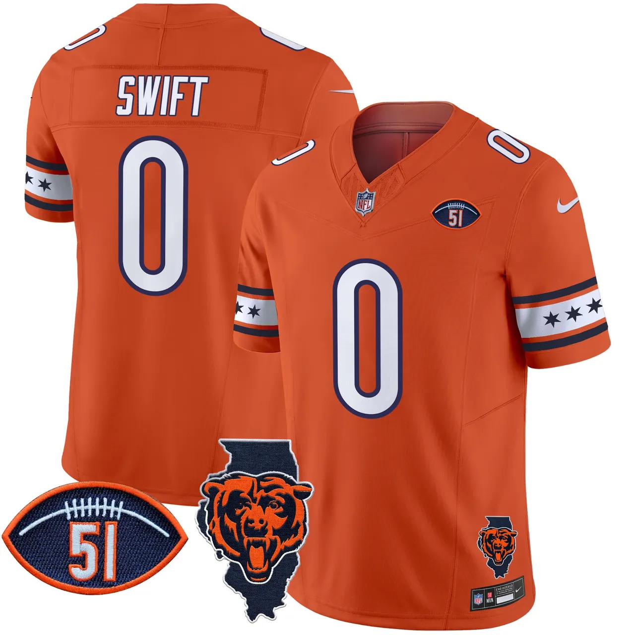 Caleb Williams Chicago Bears Nike Illinois & Dick Butkus Patch Vapor Limited Stitched Jersey - Navy - Image 16