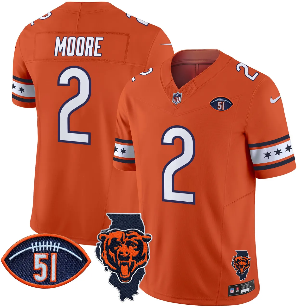 Caleb Williams Chicago Bears Nike Illinois & Dick Butkus Patch Vapor Limited Stitched Jersey - Navy - Image 19