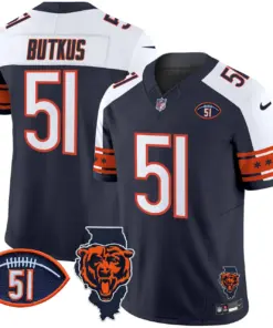 Caleb Williams Chicago Bears Nike Illinois & Dick Butkus Patch Vapor Limited Stitched Jersey - Navy - Image 24