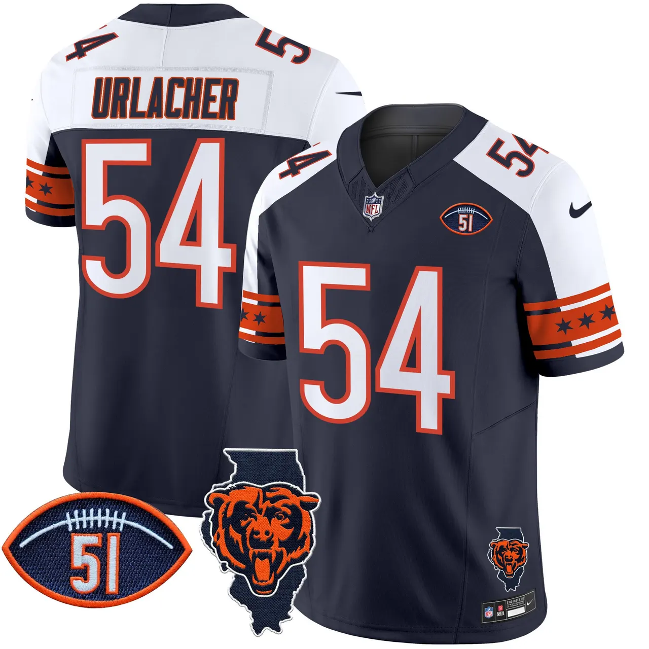 Caleb Williams Chicago Bears Nike Illinois & Dick Butkus Patch Vapor Limited Stitched Jersey - Navy - Image 25