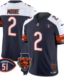 Caleb Williams Chicago Bears Nike Illinois & Dick Butkus Patch Vapor Limited Stitched Jersey - Navy - Image 26