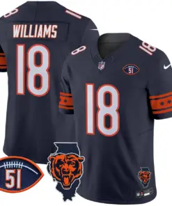 Caleb Williams Chicago Bears Nike Illinois & Dick Butkus Patch Vapor Limited Stitched Jersey - Navy
