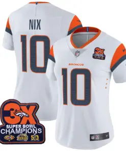 Denver Broncos Nike Women's 3-Time Champions Patch Vapor Limited Stitched Jersey All Stitched - Orange - Image 8