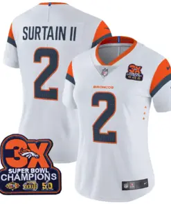 Denver Broncos Nike Women's 3-Time Champions Patch Vapor Limited Stitched Jersey All Stitched - Orange - Image 9