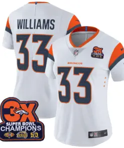 Denver Broncos Nike Women's 3-Time Champions Patch Vapor Limited Stitched Jersey All Stitched - Orange - Image 11