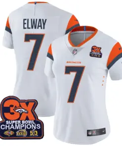 Denver Broncos Nike Women's 3-Time Champions Patch Vapor Limited Stitched Jersey All Stitched - Orange - Image 13
