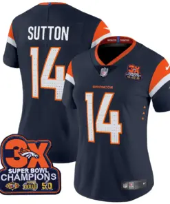 Denver Broncos Nike Women's 3-Time Champions Patch Vapor Limited Stitched Jersey All Stitched - Orange - Image 17
