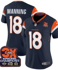 Denver Broncos Nike Women's 3-Time Champions Patch Vapor Limited Stitched Jersey All Stitched - Orange - Image 19