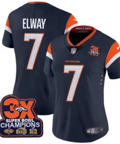 Denver Broncos Nike Women's 3-Time Champions Patch Vapor Limited Stitched Jersey All Stitched - Orange - Image 20