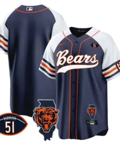 Chicago Bears Nike Illinois Patch Stitched Jersey - Navy - Image 7