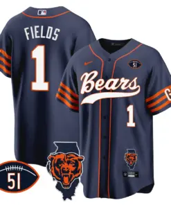 Chicago Bears Nike Illinois Patch Stitched Jersey - Navy - Image 8