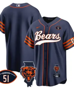 Chicago Bears Nike Illinois Patch Stitched Jersey - Navy - Image 14
