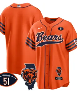 Chicago Bears Nike Illinois Patch Stitched Jersey - Navy - Image 28