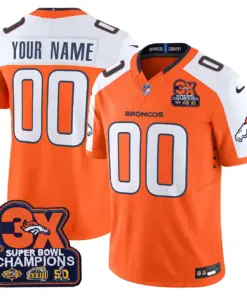 Alternative view of Denver Broncos Nike 3-Time Champions Patch Vapor Custom Limited Stitched Jersey - Time Limited Jersey All Stitched - Navy