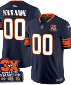 Denver Broncos Nike 3x Patch Colorado Flag Vapor Custom Limited Stitched Jersey - Orange - Image 3