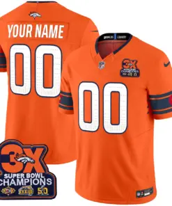 Denver Broncos Nike 3x Patch Colorado Flag Vapor Custom Limited Stitched Jersey - Orange