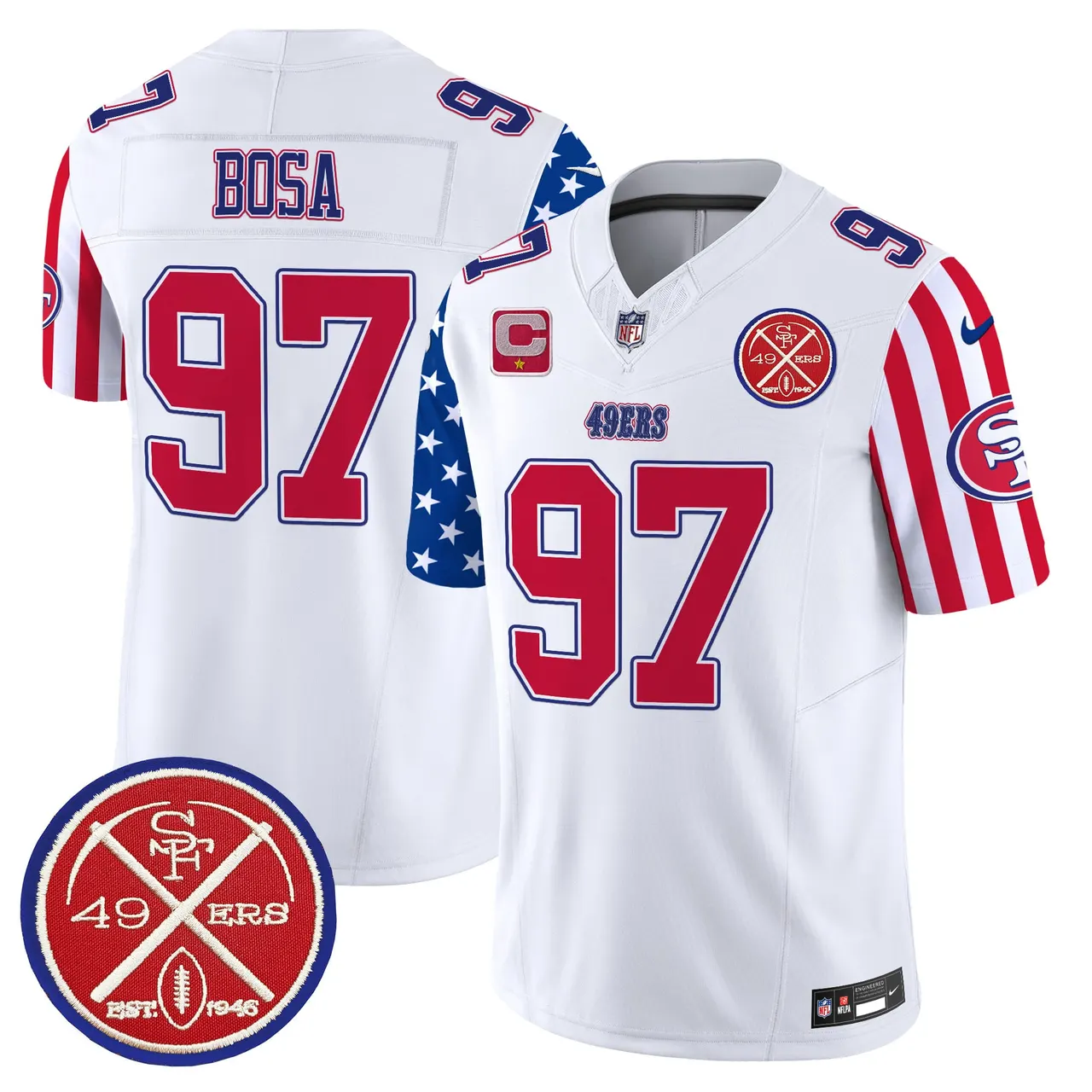 San Francisco 49ers Nike American Style Vapor Limited Stitched Jersey - White - Image 7