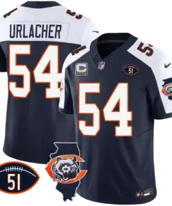 Chicago Bears Nike Throwback Illinois Patch Vapor Stitched Jersey - Navy - Image 4