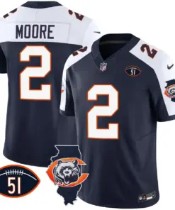 Chicago Bears Nike Throwback Illinois Patch Vapor Stitched Jersey - Navy - Image 5