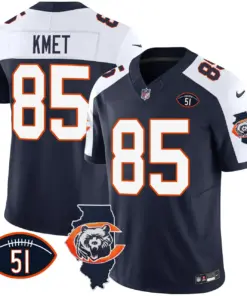 Chicago Bears Nike Throwback Illinois Patch Vapor Stitched Jersey - Navy - Image 7
