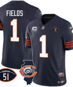 Chicago Bears Nike Throwback Illinois Patch Vapor Stitched Jersey - Navy - Image 8
