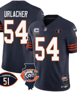 Chicago Bears Nike Throwback Illinois Patch Vapor Stitched Jersey - Navy - Image 11