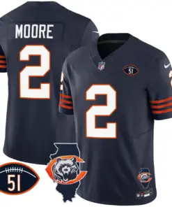 Chicago Bears Nike Throwback Illinois Patch Vapor Stitched Jersey - Navy - Image 12