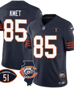 Chicago Bears Nike Throwback Illinois Patch Vapor Stitched Jersey - Navy - Image 14