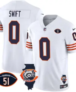 Chicago Bears Nike Throwback Illinois Patch Vapor Stitched Jersey - Navy - Image 16