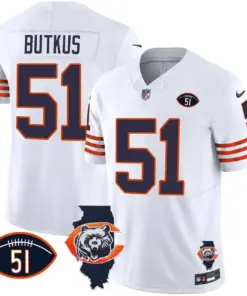 Chicago Bears Nike Throwback Illinois Patch Vapor Stitched Jersey - Navy - Image 17