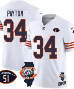Chicago Bears Nike Throwback Illinois Patch Vapor Stitched Jersey - Navy - Image 20