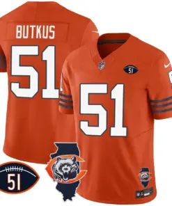 Chicago Bears Nike Throwback Illinois Patch Vapor Stitched Jersey - Navy - Image 24