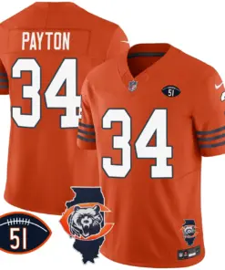 Chicago Bears Nike Throwback Illinois Patch Vapor Stitched Jersey - Navy - Image 27