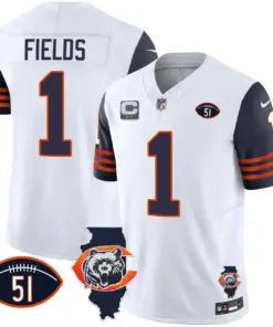 Chicago Bears Nike Throwback Illinois Patch Vapor Stitched Jersey - Navy - Image 29