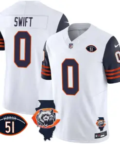 Chicago Bears Nike Throwback Illinois Patch Vapor Stitched Jersey - Navy - Image 30